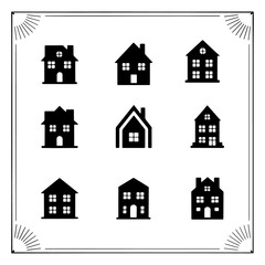 Simple set of house icons in different styles