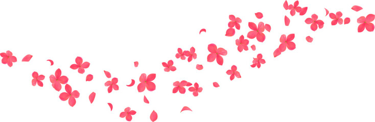 Red hydrangea petals symbols vector illustration. herbal natural curly wave line design element