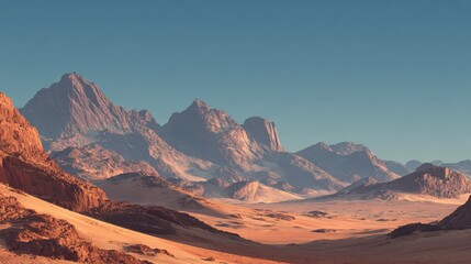 Fototapeta premium A computer generated desert scene with mountains in the background