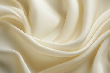 Fototapeta premium Close-up view of elegant cream-colored fabric draped in soft folds.