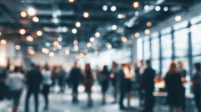 Blurred shot of business people at party in office center