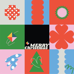 Obraz premium Christmas cards with quirky doodle simple elements. Vector.