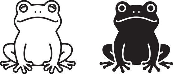 Cute Cartoon Frog Icon Front View