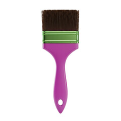 purple paintbrush with green bristles on white background