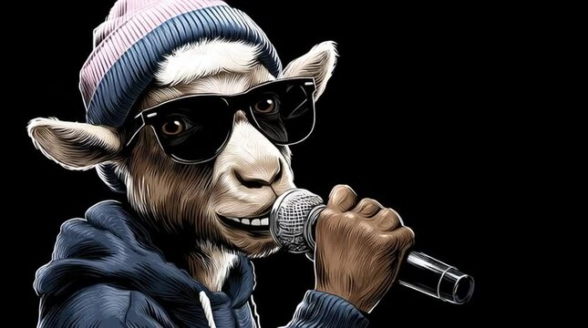 GOAT rapper is freestyling on the mic - the greatest lyricist of all time spits rhymes and bars for hip-hop culture