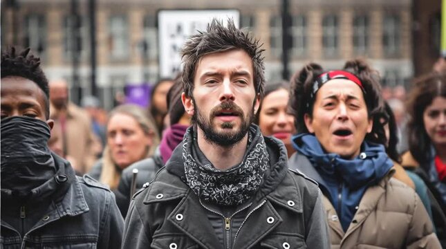 Activists at a protest - social justice warriors (SJW) fighting the power for their beliefs