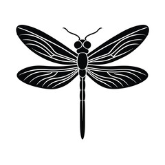 Stylized dragonfly silhouette with intricate wing patterns silhouette