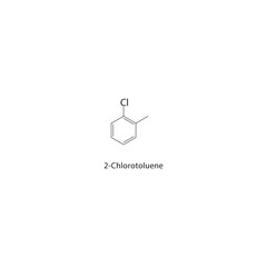 2-Chlorotoluene skeletal structure. Halogenated Aromatic Compound compound schematic illustration. Simple diagram, chemical formula.