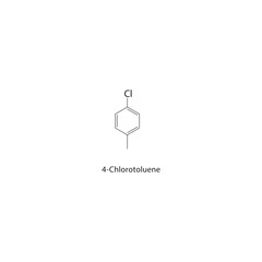 4-Chlorotoluene skeletal structure. Halogenated Aromatic Compound compound schematic illustration. Simple diagram, chemical formula.