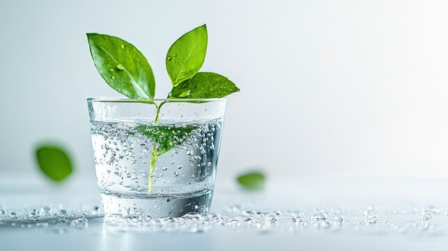 Water conservation on a white background, ideal for eco-friendly actions, green living, and environmental awareness.