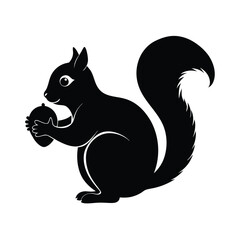 Cute squirrel holding an acorn silhouette