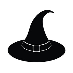Black witch hat silhouette with white belt