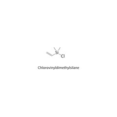Chlorovinyldimethylsilane skeletal structure. Organosilane compound schematic illustration. Simple diagram, chemical formula.