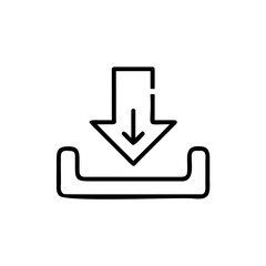 Fototapeta premium Handdrawn Download Icon with Arrow Pointing Down into a Tray Shape on vector