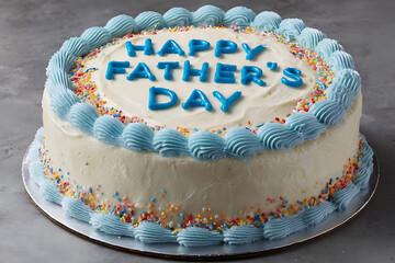 White cake with blue frosting and sprinkles image