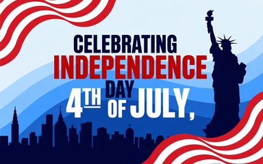 Independence Day (United States), Bright red, white, blue flag waves for July Fourth.