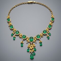 Obraz premium Luxury Colombian Emerald & Diamond Gold Necklace