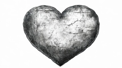 Sketch heart icon on white background, hand-drawn and artistic love symbol ideal for invitations, creative projects, and digital artwork.