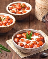 Biji Salak. Salak seeds are a ball-shaped snack made from a mixture of starch and sweet potatoes