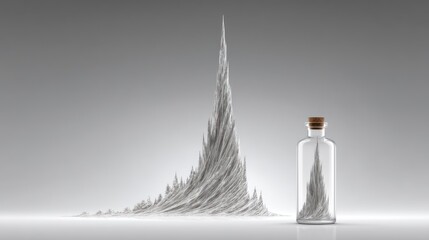 Miniature Mountain in a Bottle: A Digital Art Piece