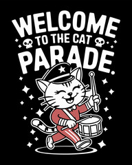 Cat Marching Ban Cartoon