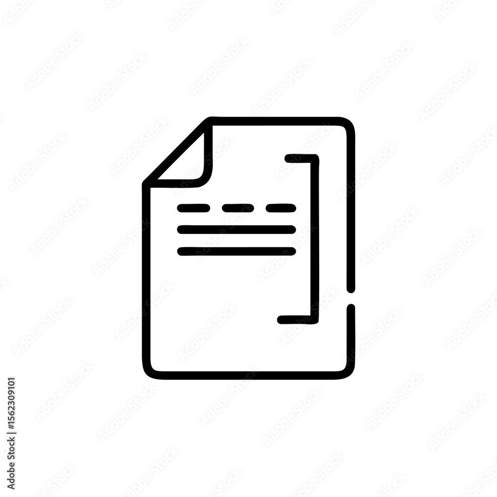 Poster document icon with folded corner text lines on file paper