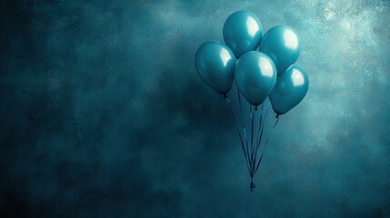 Obraz premium Blue balloons float against a textured backdrop