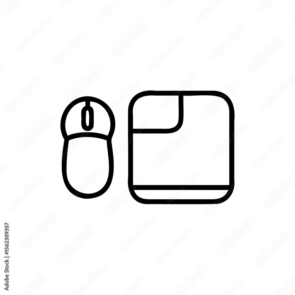 Fototapete A computer mouse a document icon on a outline