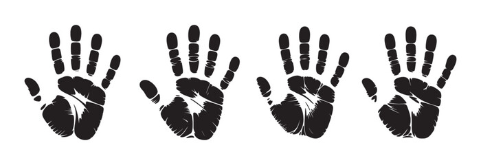 Black Handprint Vector set – Isolated Grunge Palm Print Symbol