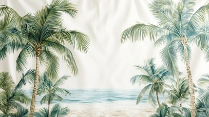 Tropical beaches on a white background, perfect for vacation destinations, beaches, and coastal imagery.