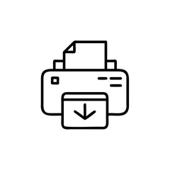 Printer icon with paper download arrow on document