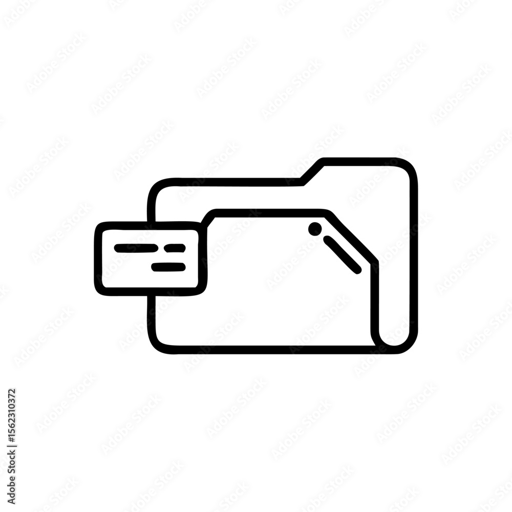 Poster Outline icon a file folder with a small rectangular card on a document rectangle