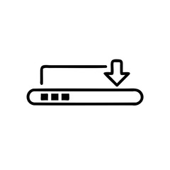 Handdrawn download icon with arrow pointing down to progress bar on vector