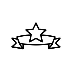 Star emblem above ribbon banner on Handdrawn outline