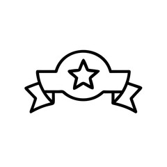 Outline star emblem with ribbon banner on Handdrawn badge