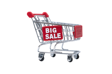 Small shopping cart with a 'Big Sale' sign.