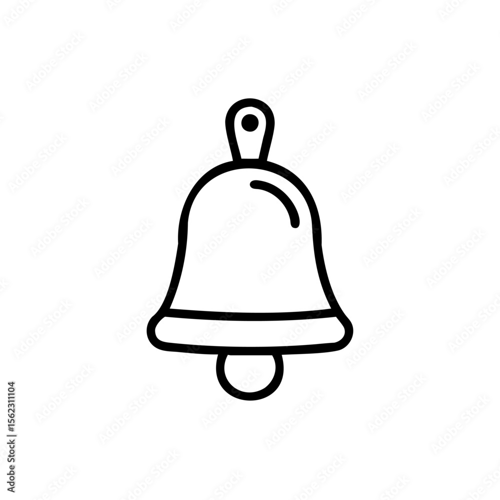 Poster outline bell icon on with handle clapper simple shape vector