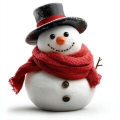 Cute snowman with a top hat and scarf