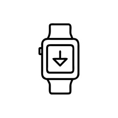 Smartwatch icon with downward arrow symbol on wearable technology