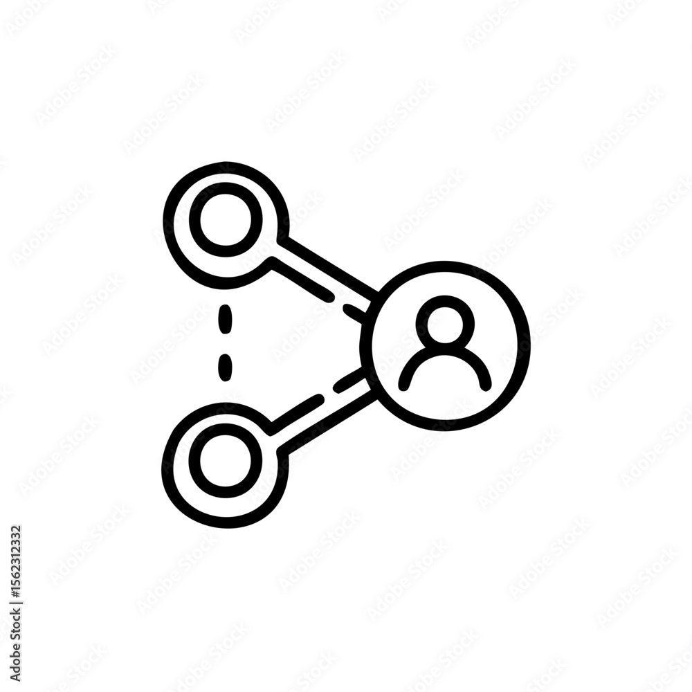 Poster icon a network connection with a person symbol two circular nodes user