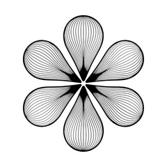 Abstract floral design element with vintage ornamental pattern and decorative swirls in black vector style