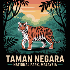 Malayan Tiger in Taman Negara Jungle &ndash; Wildlife Poster
