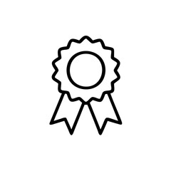 Outline award badge with circle ribbon elements on vector