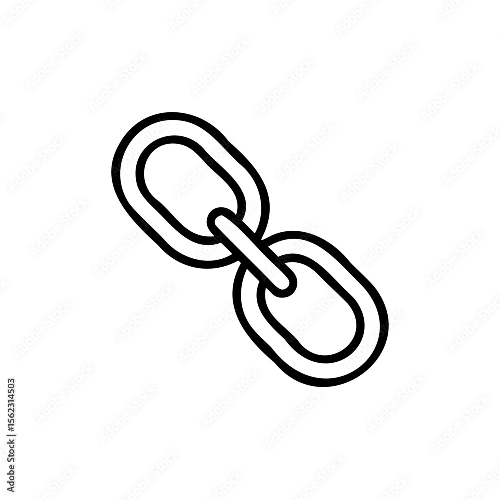 Poster Outline two linked chain links on a simple handdrawn connection symbol