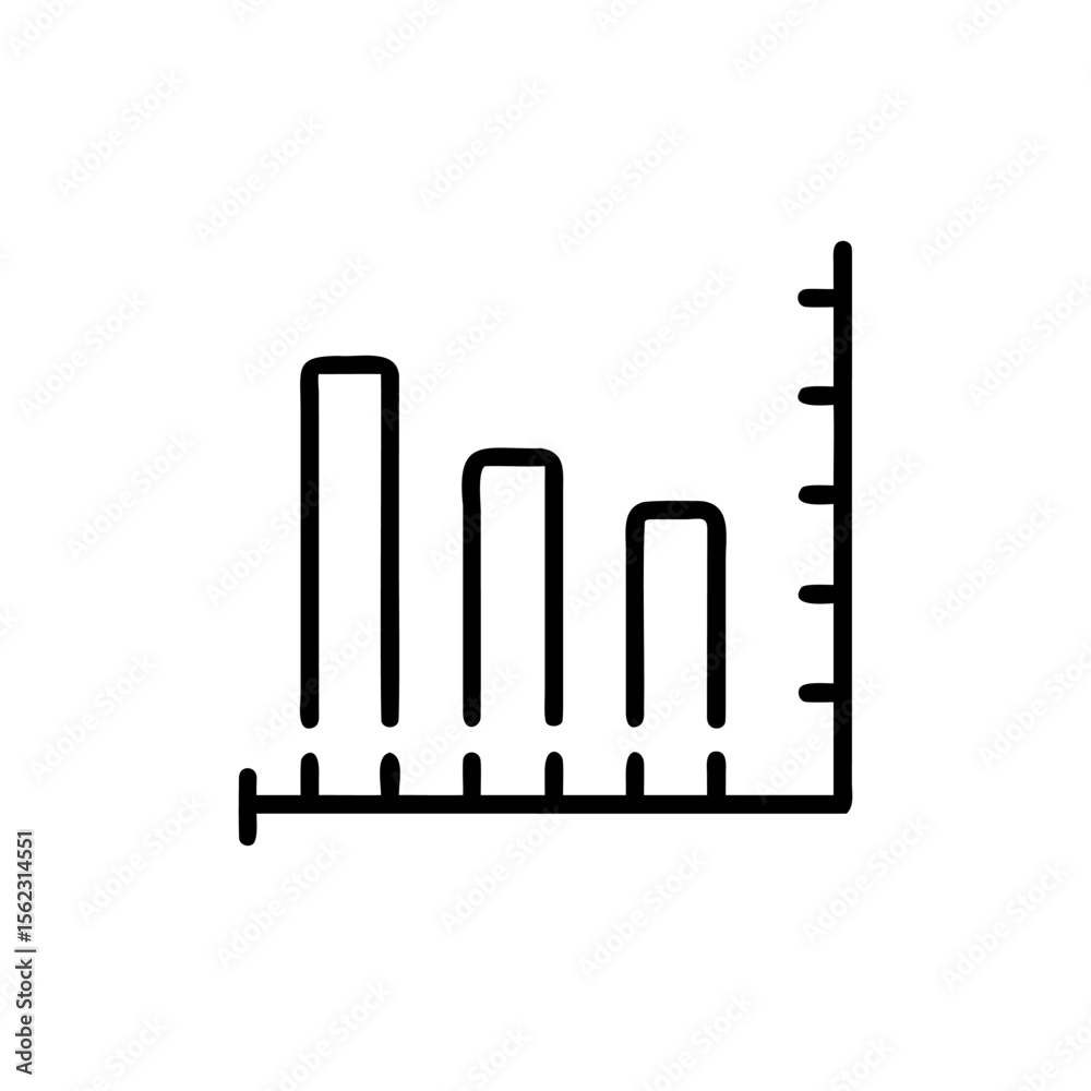 Poster bar graph showing decreasing values on a bars chart