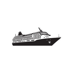 Obraz premium Cruise Ship Silhouette Side View Vector