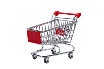 Small shopping cart isolated on black background