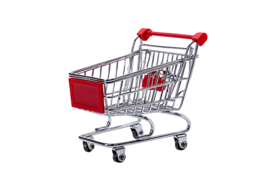 Small shopping cart isolated on black background
