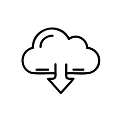 Cloud icon with downward arrow representing data download on symbol