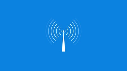 Tower and radio wave icon, wave signal tower animated icon wave signal tower looping circle 4k wireless. - Powered by Adobe